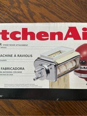 KitchenAid Red and Silver Ravioli Maker Attachment for Stand Mixers